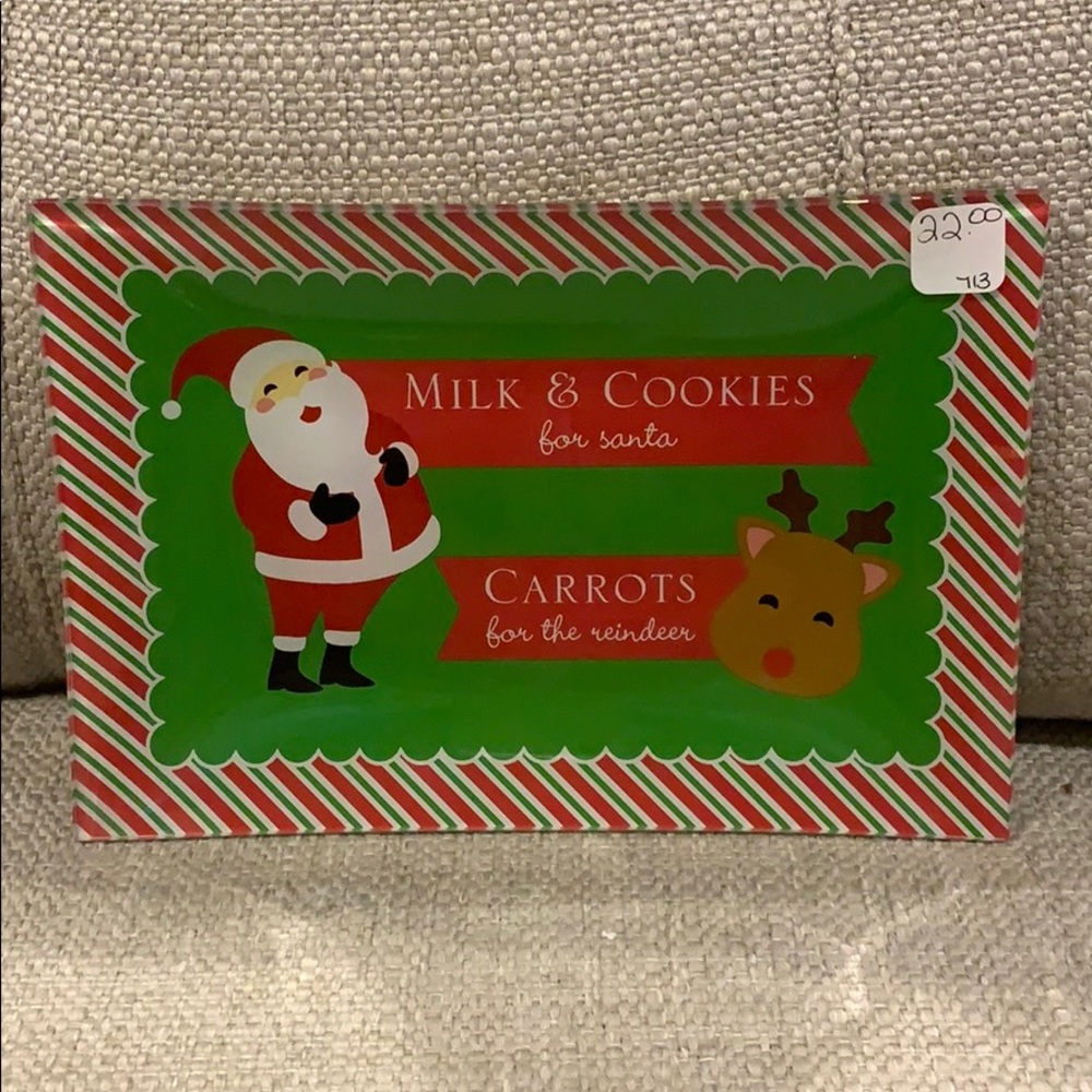 Milk & Cookies Christmas Glass Tray